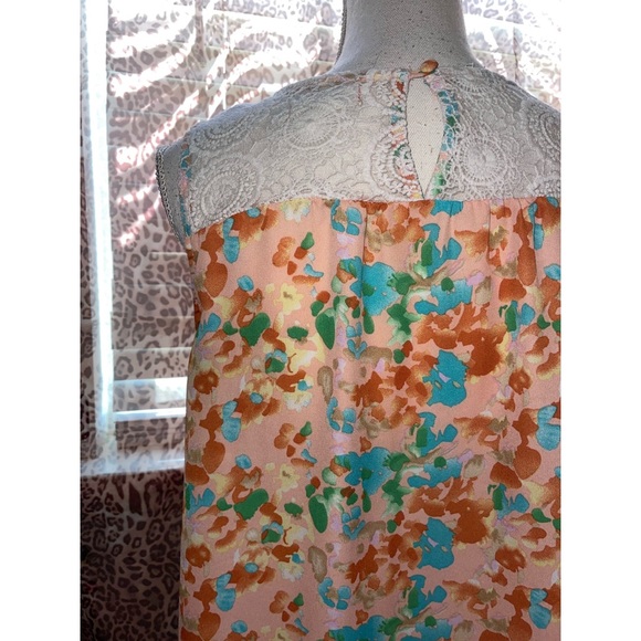 Women’s Orange Lace & Floral Blue Sketch Tank Top 🧡 - Picture 16 of 17